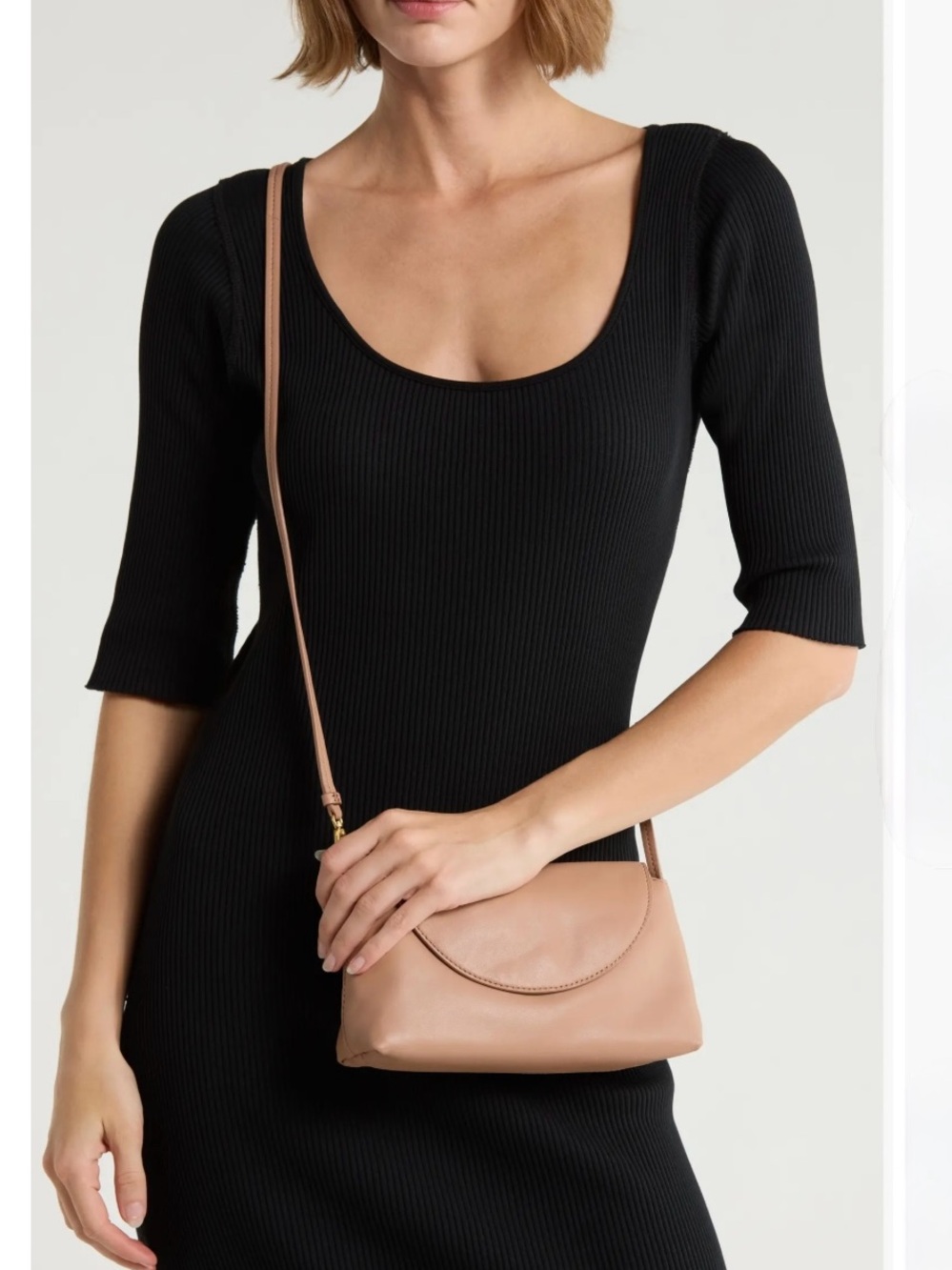 VINCE Lyla Leather Convertible Wallet on a String Crossbody Bag In pecan